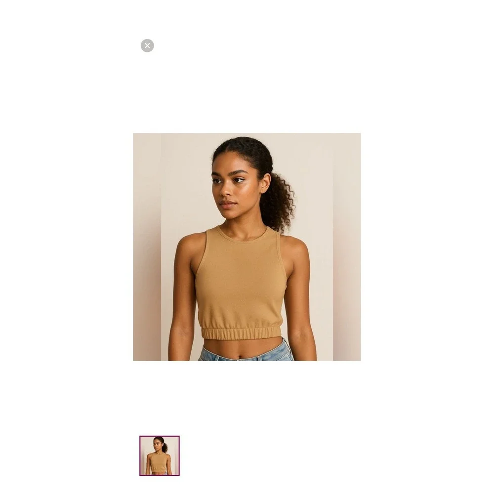 Fashion Nova Dark Tan High Neck Cropped Swim Top Size Large Neutral Bikini Top